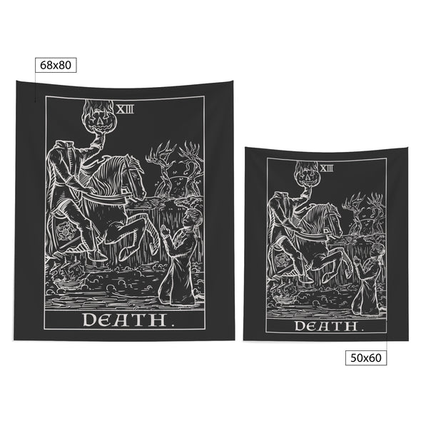 Death Terror Tarot Card Shadow Edition Tapestry (Black & White)