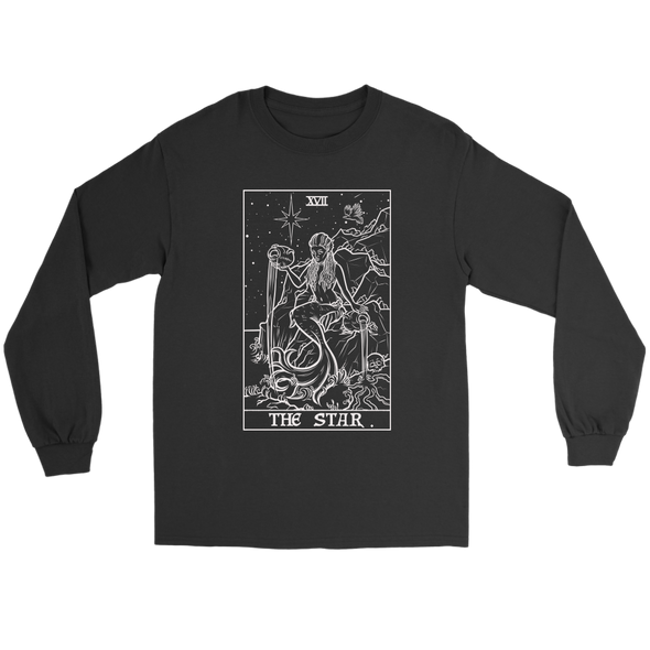 The Star Tarot Card (Black & White) Long Sleeve Shirt