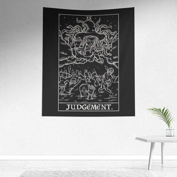 Judgement Tarot Card Tapestry (Black & White) - Terror Tarot Shadow Edition