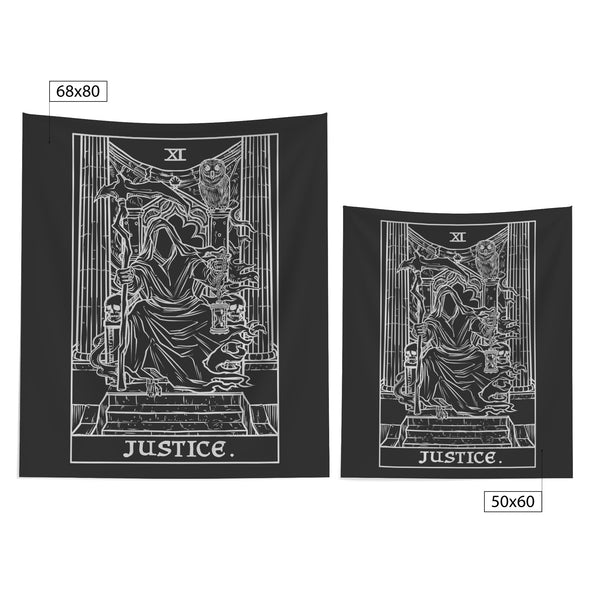 Justice Terror Tarot Card Shadow Edition Tapestry (Black & White)