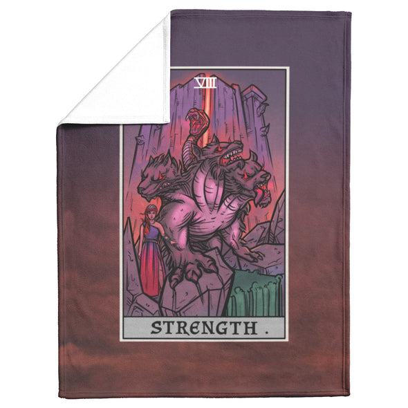 Strength Tarot Card Blanket - Terror Tarot Edition (Color/Vertical)