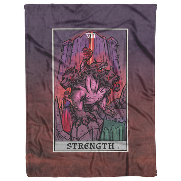 Strength Tarot Card Blanket - Terror Tarot Edition (Color/Vertical)