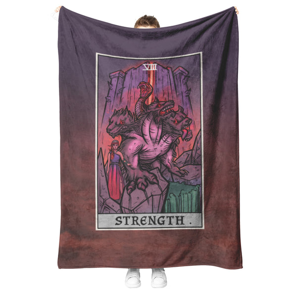 Strength Tarot Card Blanket - Terror Tarot Edition (Color/Vertical)