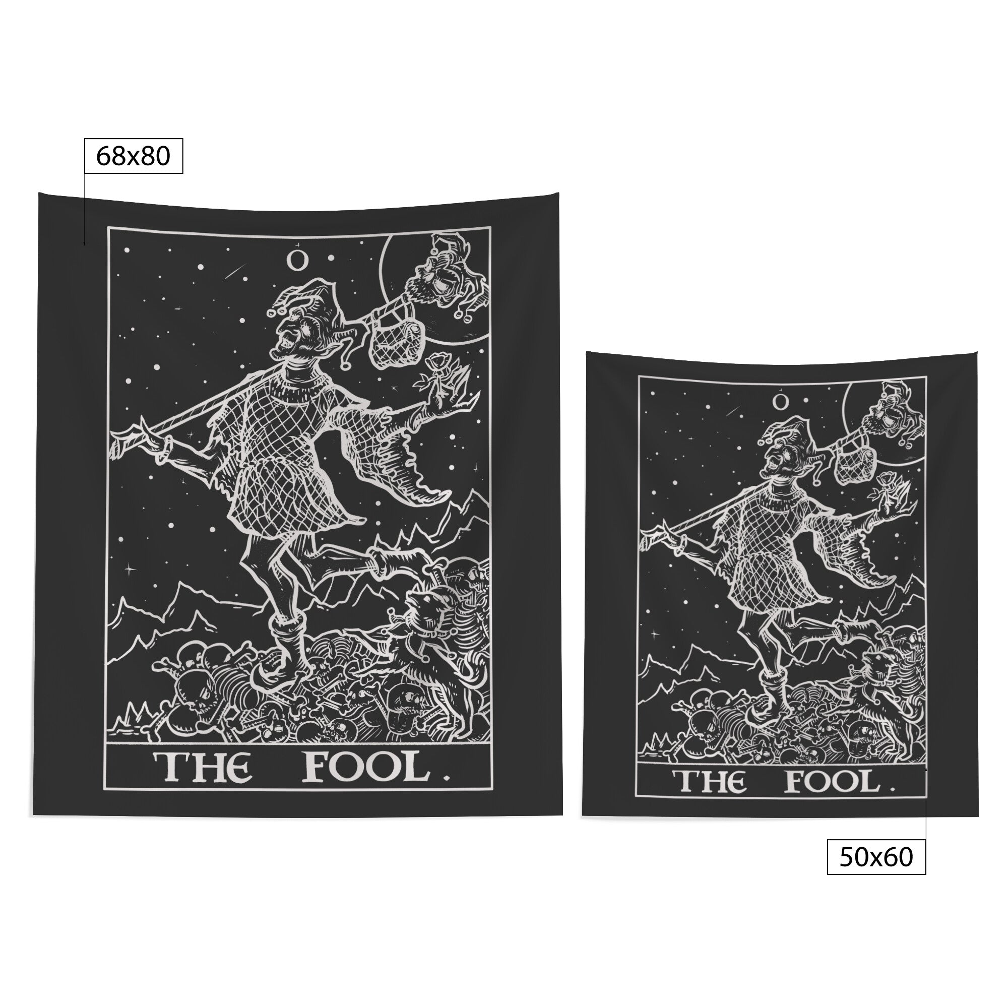The Fool Terror Tarot Card Shadow Edition Tapestry Black White