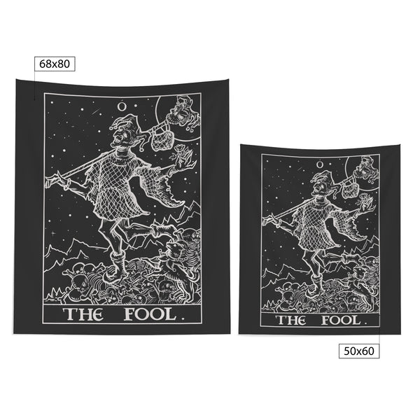The Fool Terror Tarot Card Shadow Edition Tapestry (Black & White)