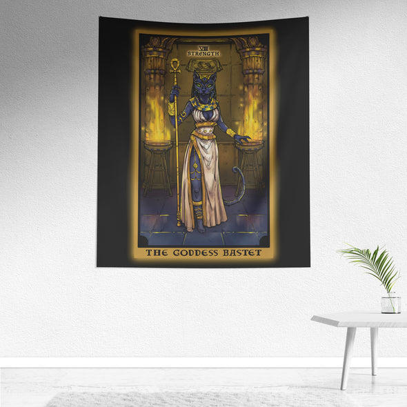 The Goddess Bastet in the Strength Tarot Card Tapestry