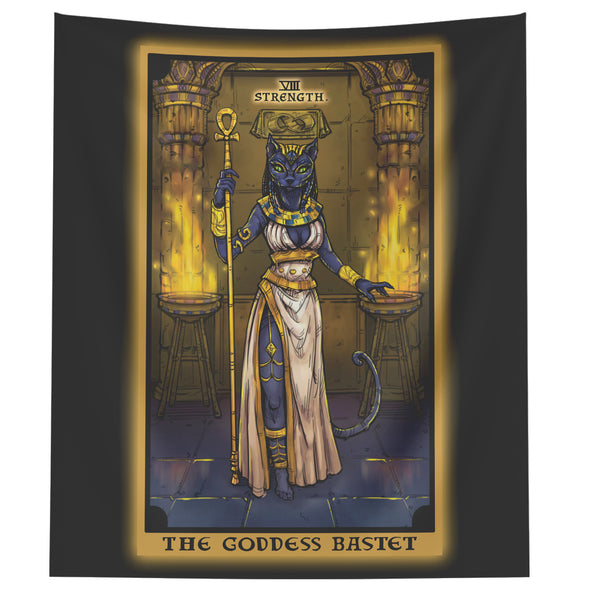 The Goddess Bastet in the Strength Tarot Card Tapestry
