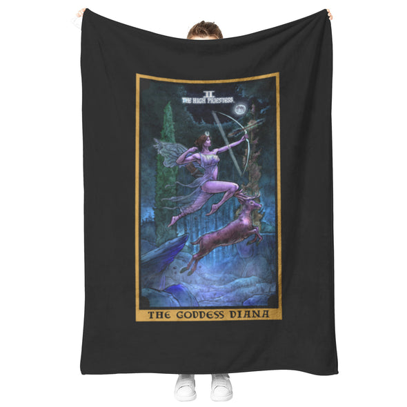 The Goddess Diana The High Priestess Tarot Card Blanket Witch Throw Blanket Witchy Throw Blanket Witchcraft Home Decor Wicca Throw Blanket