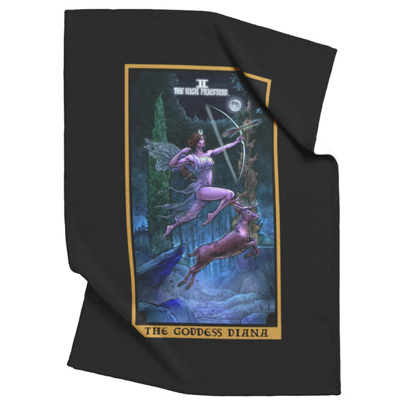 The Goddess Diana The High Priestess Tarot Card Blanket Witch Throw Blanket Witchy Throw Blanket Witchcraft Home Decor Wicca Throw Blanket
