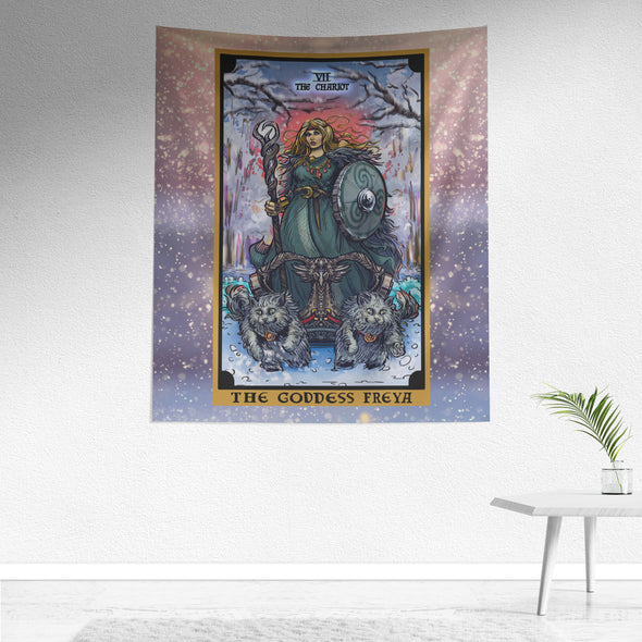 The Goddess Freya In The Chariot Tarot Card Tapestry