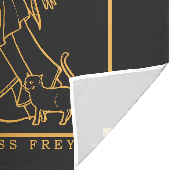 The Goddess Freyja in the Fortune Tarot Card Tapestry (Black & Gold)