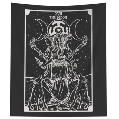 The Goddess Hecate In The Moon Tarot Card Tapestry (Black & White)