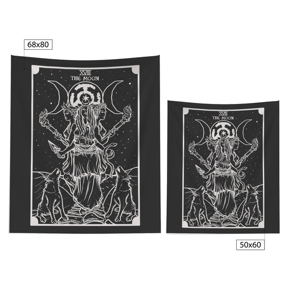 The Goddess Hecate In The Moon Tarot Card Tapestry (Black & White)