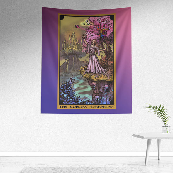 The Goddess Persephone In The Fool Tarot Card Tapestry