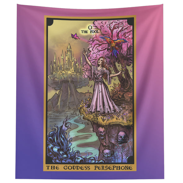 The Goddess Persephone In The Fool Tarot Card Tapestry
