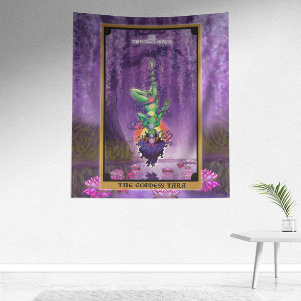 The Goddess Tara In The Hanged Woman Tarot Card Tapestry