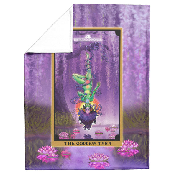 The Goddess Tara In The Hanged Woman Tarot Card Blanket