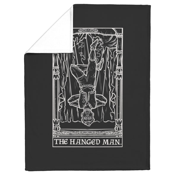 The Hanged Man Terror Tarot Shadow Edition Black & White Throw Blanket