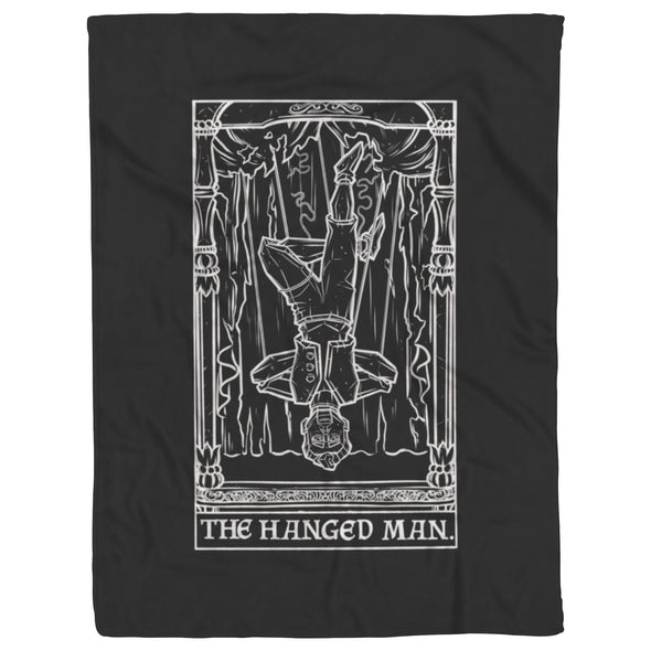 The Hanged Man Terror Tarot Shadow Edition Black & White Throw Blanket