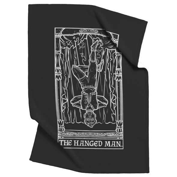 The Hanged Man Terror Tarot Shadow Edition Black & White Throw Blanket