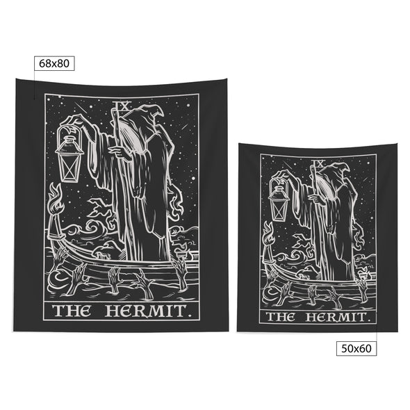 The Hermit Terror Tarot Card Shadow Edition Tapestry (Black & White)