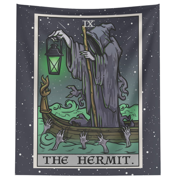 The Hermit Terror Tarot Card Tapestry (Color/Vertical)