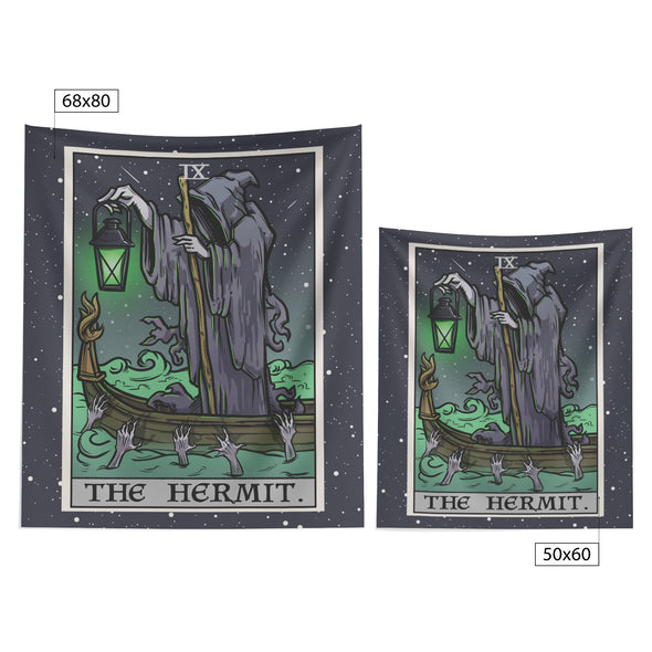 The Hermit Terror Tarot Card Tapestry (Color/Vertical)