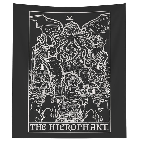 The Hierophant Terror Tarot Card Shadow Edition Tapestry (Black & White)