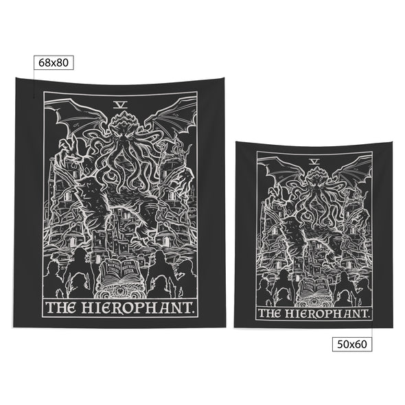 The Hierophant Terror Tarot Card Shadow Edition Tapestry (Black & White)