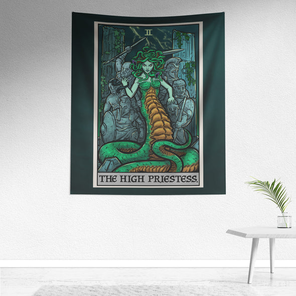 The High Priestess Terror Tarot Card Tapestry (Color/Vertical)
