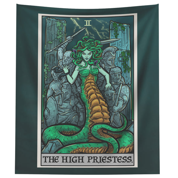 The High Priestess Terror Tarot Card Tapestry (Color/Vertical)