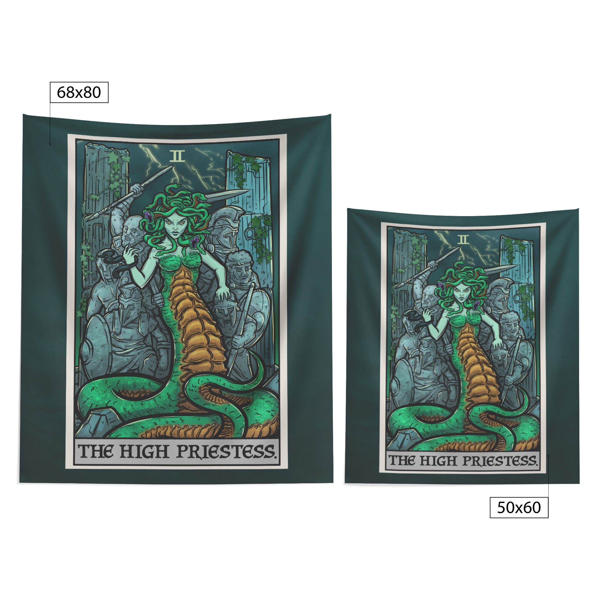 The High Priestess Terror Tarot Card Tapestry Color Vertical