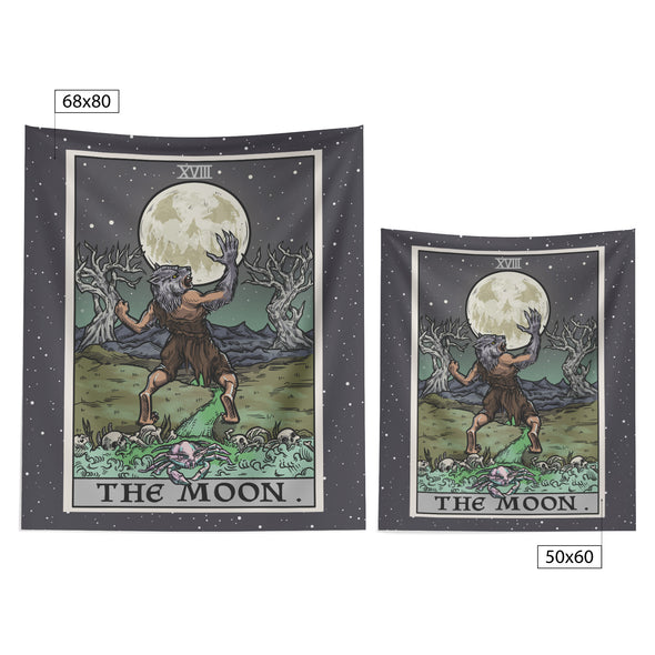 The Moon Tarot Card Tapestry - Terror Tarot Edition (Color/Vertical)