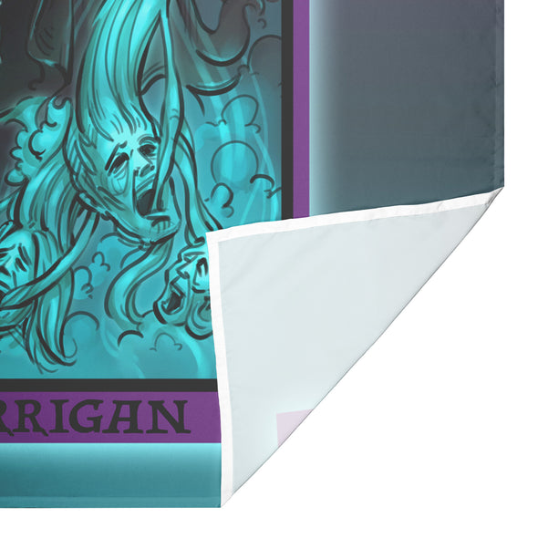The Morrigan in the Death Tarot Card Tapestry (Color Background)