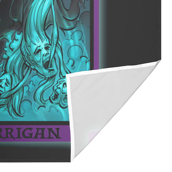 The Morrigan in the Death Tarot Card Tapestry (Black Background)