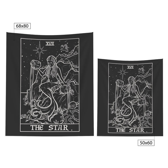 The Star Terror Tarot Card Shadow Edition Tapestry (Black & White)