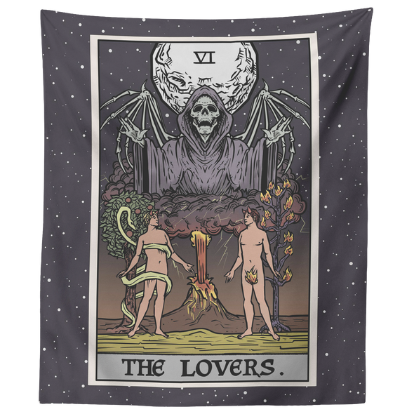 (Color / Vertical) Gay The Lovers Tarot Card Tapestry