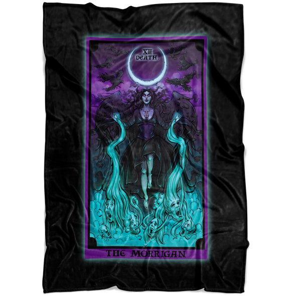 The Morrigan Death Tarot Card Blanket (Black Background)