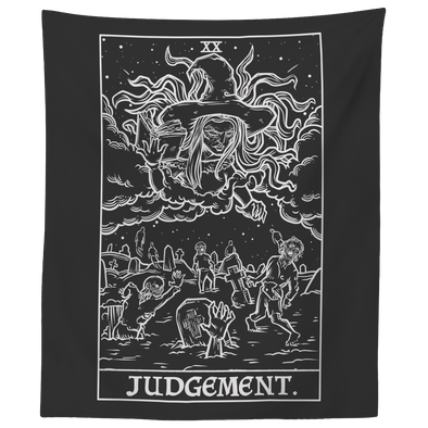 (Black & White) Judgement Tarot Card Tapestry Monochrome - Ghoulish Edition