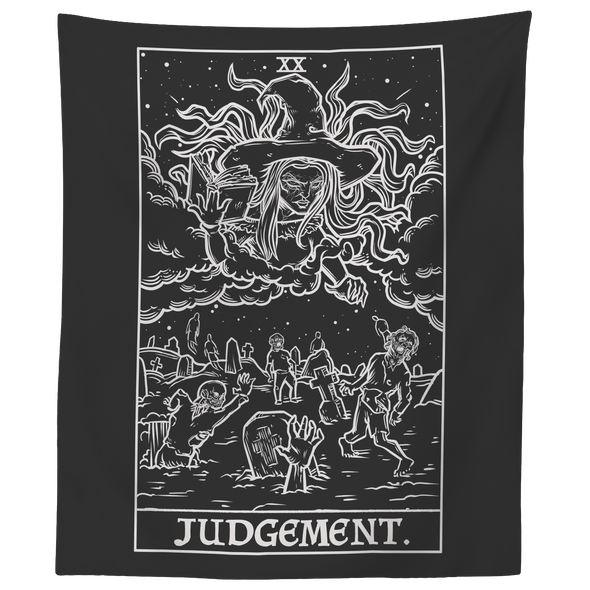 (Black & White) Judgement Tarot Card Tapestry Monochrome - Ghoulish Edition