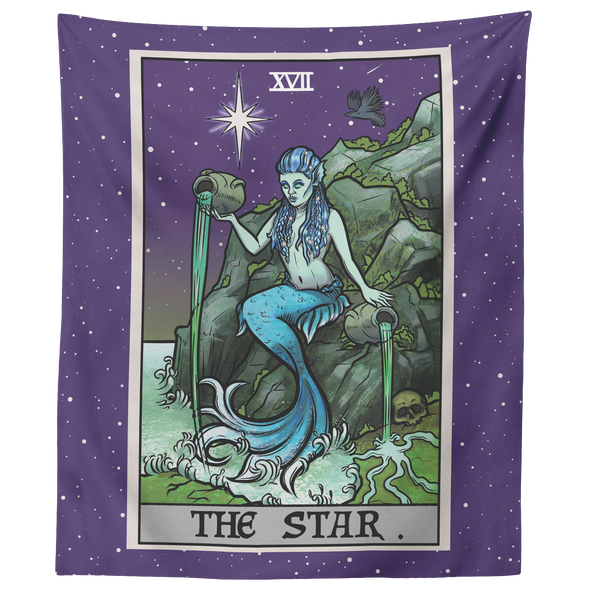 (Color / Vertical) The Star Tarot Card Tapestry