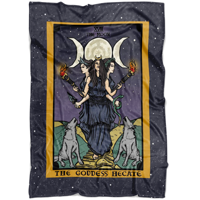 The Goddess Hecate The Moon Tarot Card Blanket (Color / Vertical)