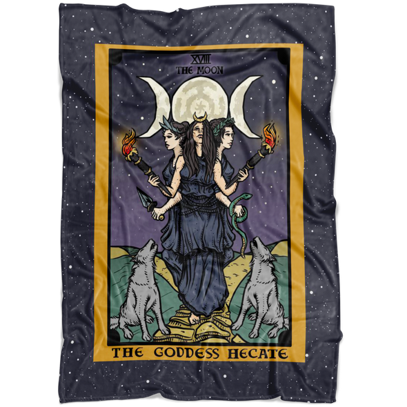 The Goddess Hecate The Moon Tarot Card Blanket (Color / Vertical)