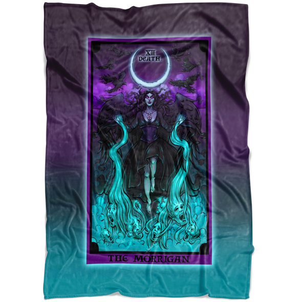 The Morrigan In Death Tarot Card Blanket (Color Background)