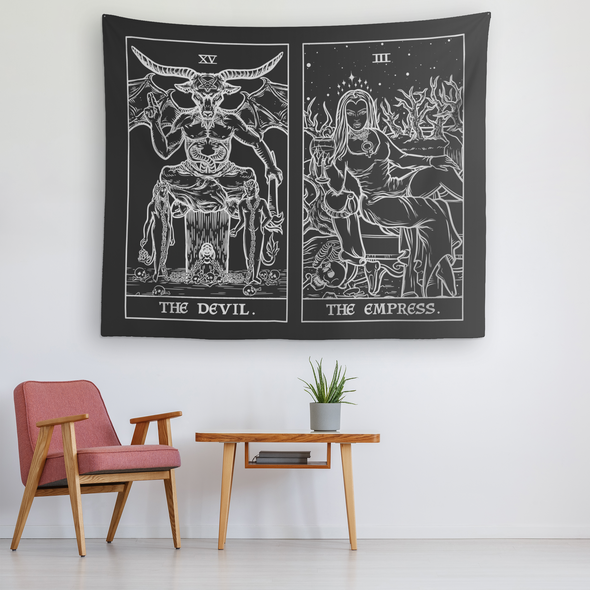 The Devil and The Empress Black & White 2 in 1 Tapestry