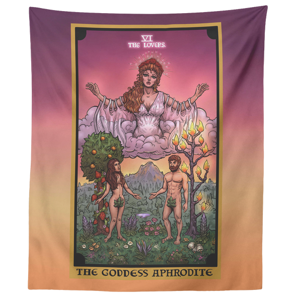 The Goddess Aphrodite The Lovers Tarot Card Tapestry