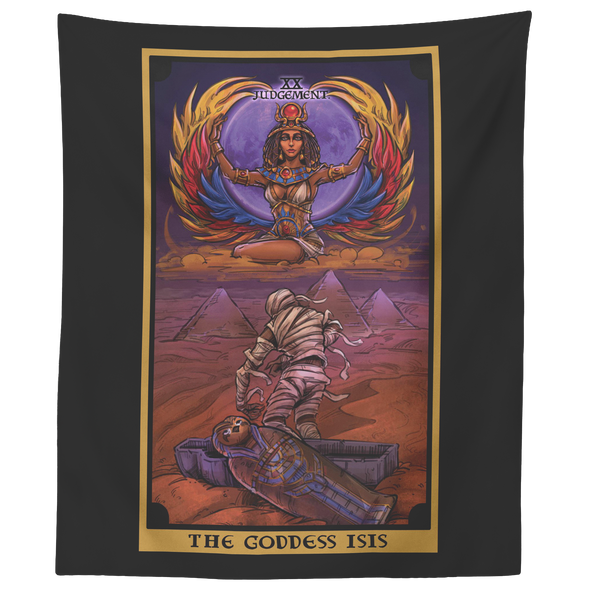 The Goddess Isis Judgement Tarot Card Tapestry (Color/Vertical)