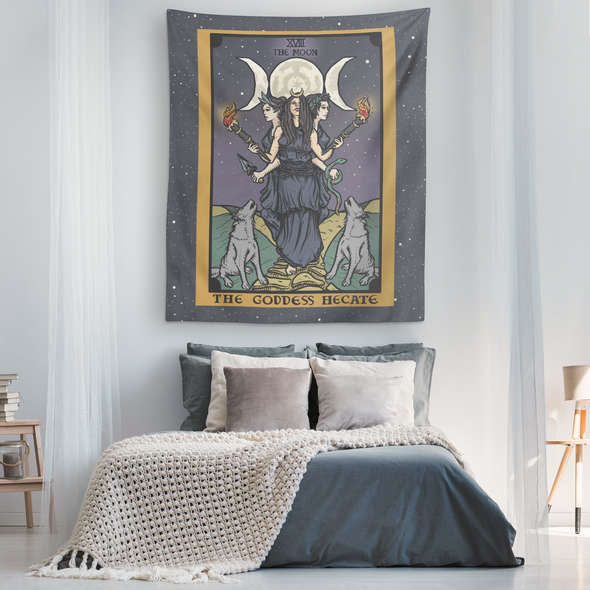 (Color / Vertical) The Goddess Hecate Tarot Card Tapestry