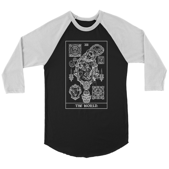 The World Tarot Card Raglan (Black & White) - Victorian Ghost