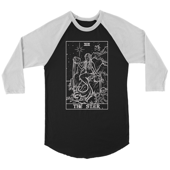 The Star Tarot Card Raglan (Black & White) - Ghoulish Edition